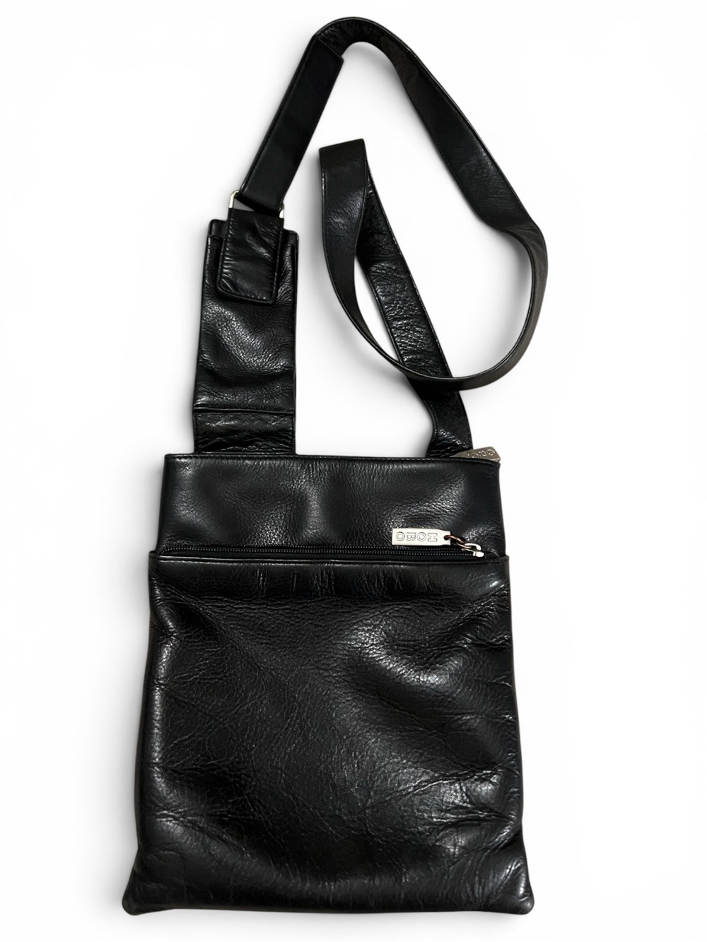 Hobo International Vintage Black Pebbled Leather Sling Crossbody Bag Repaired